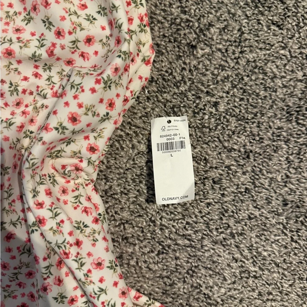 Old Navy White One-Piece Swimsuit with Pink Floral Print - Picture 2 of 4